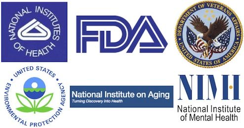 FDA, NIH, EPA, NIA, VA, NIMH government agency logos